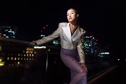 MEJI Lamé Jacket with open back | MEJI