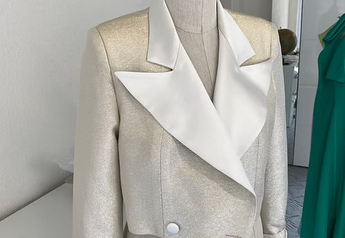 Cropped Oversized Lamé jacket | MEJI