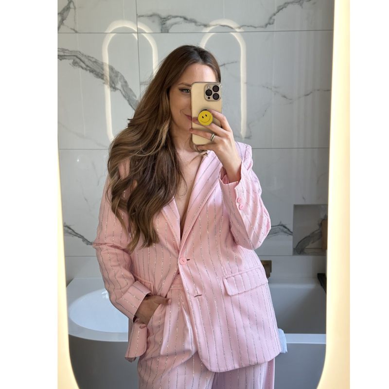 Meji Bubble Crystal Pinstripe Blazer | MEJI