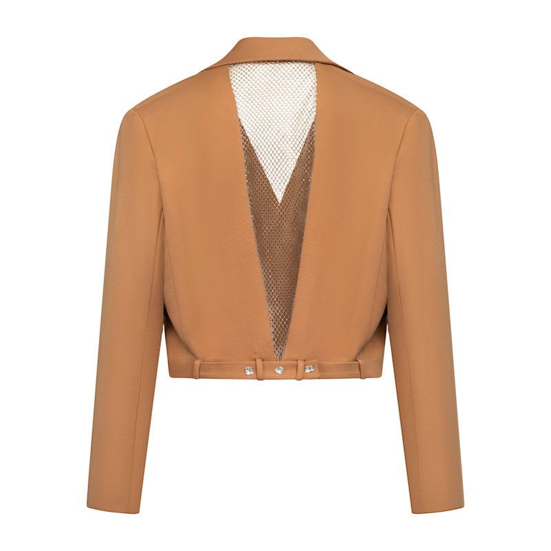 Meji Cropped Crystal-Back Blazer | MEJI