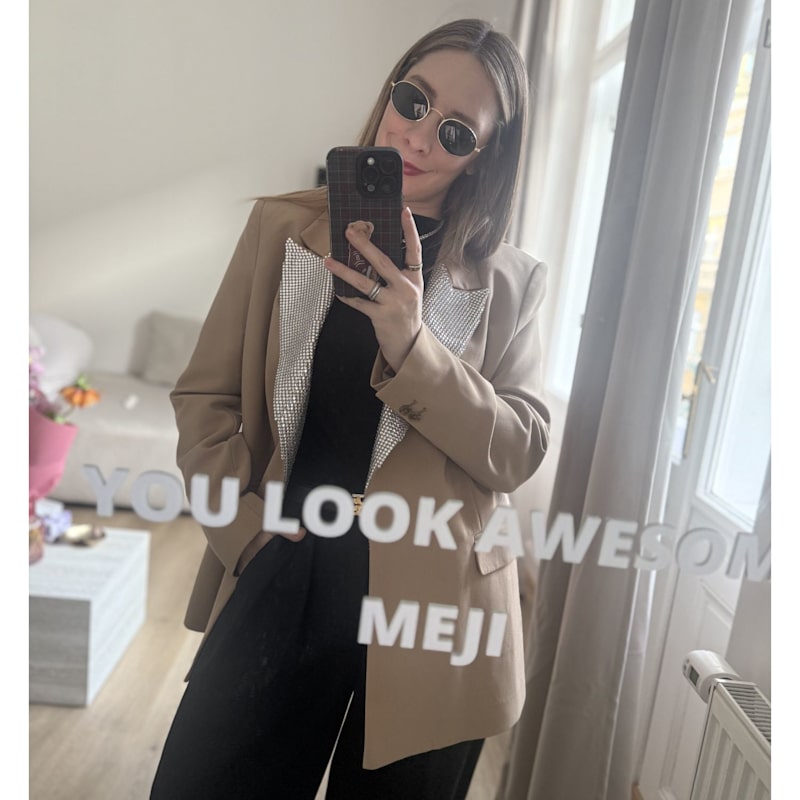 Meji Crystal Lapel Tie-Waist Blazer | MEJI