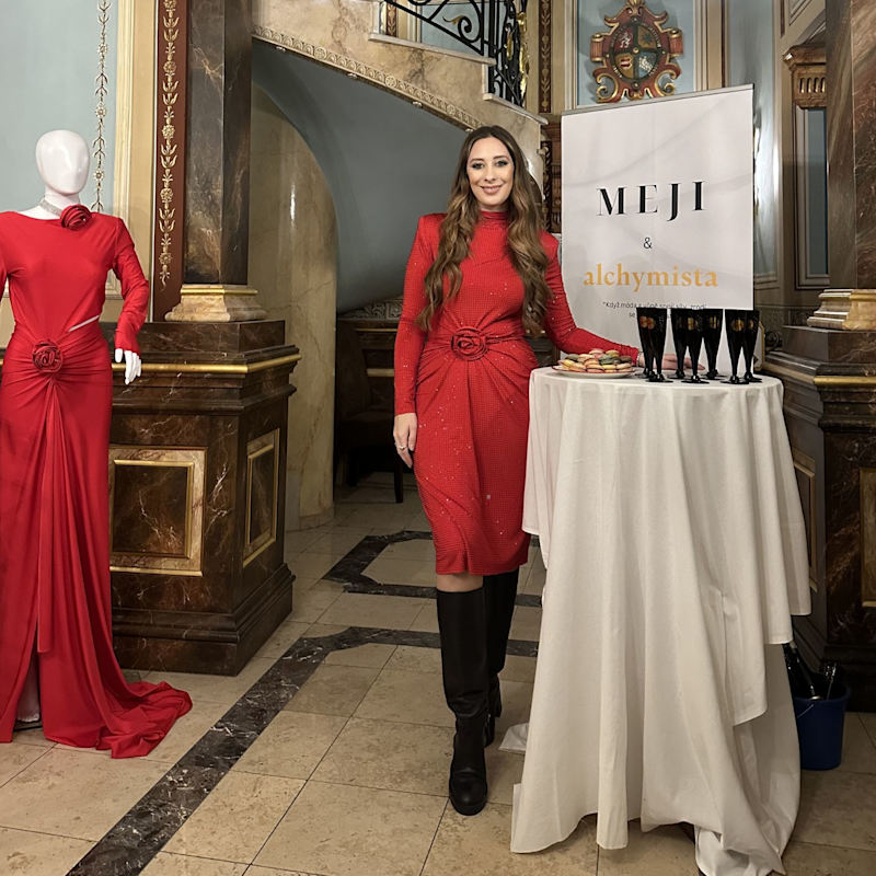Meji Red Diamond Midi Dress | MEJI
